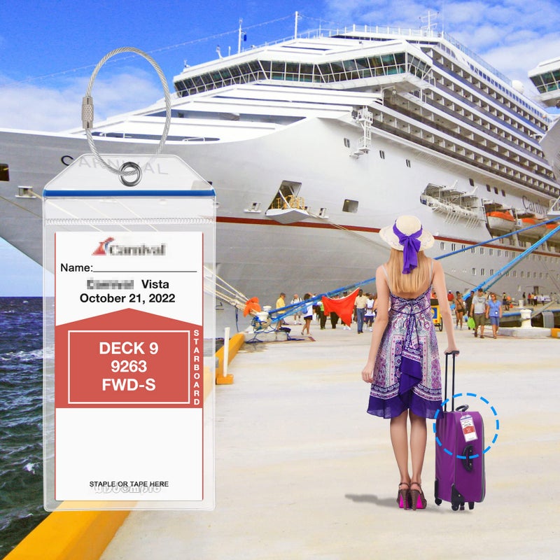 Wisdompro Cruise Luggage Tag Holder, 5 Pack Clear Waterproof Luggage Tags with Zip Seal & Steel Loops for Carnival Cruise Ships - Image 4